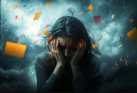 ansiedad panico concepto - persona con miedo